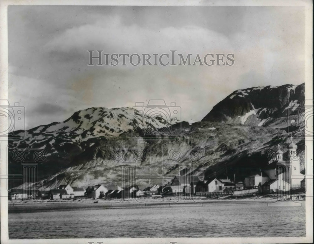 1942 Press Photo View of village of Unalaska, Alaska - neb91218 - Historic Images