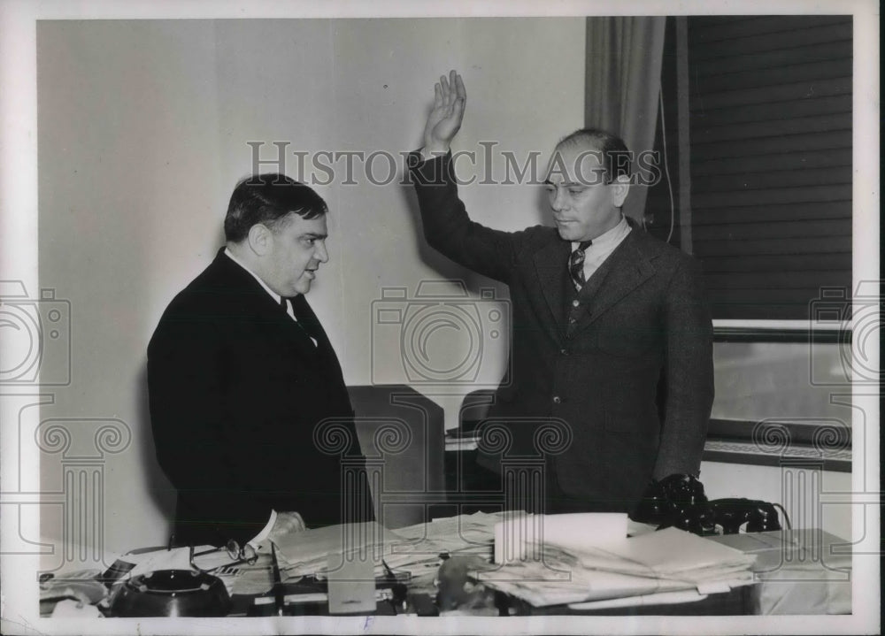 1937 Mayor F.H. La Guardia Swears In Jame Kiernan as Secretary - Historic Images