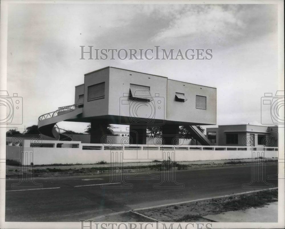 1953 View of Unique Home in Caracas, Venezuela with Outdoor Basement - Historic Images