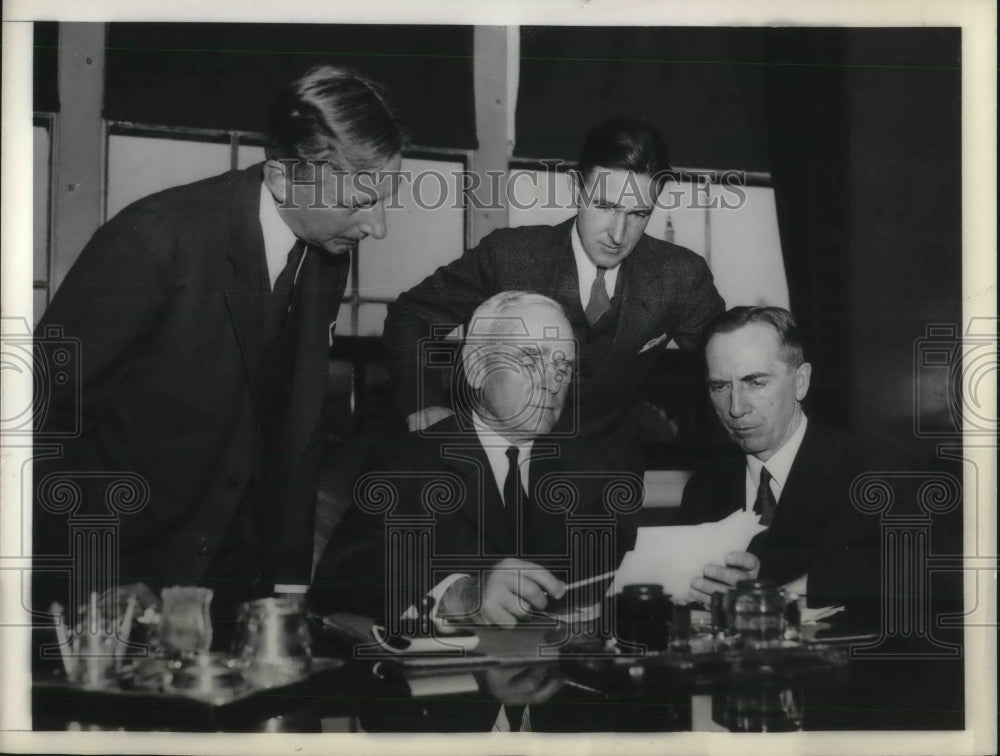 1935 Press Photo Adm Wm Standley,Capt Ingersoll, Cmdr Audsbee,Lt Atbault-Historic Images