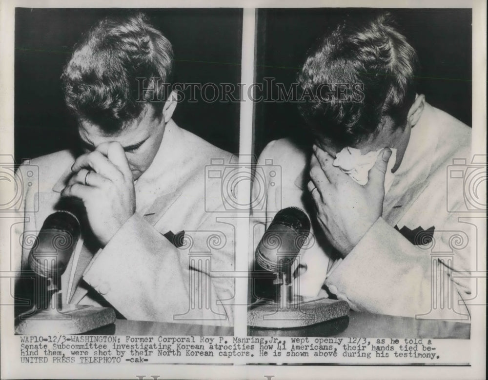 1953 Wash.D.C. Former Cpl Roy P Manning Jr, ex Korean POW - Historic Images