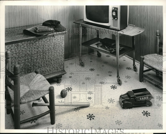 1962 Press Photo The new flooring called Rotogravure vinyl floor covering.-Historic Images