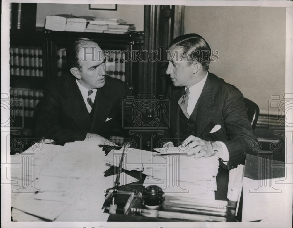 1936 Press Photo David Wilentz and Anthony Hauck in Trenton, New Jersey - Historic Images