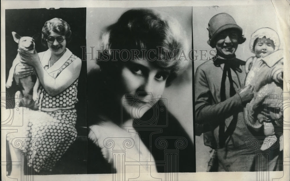 1932 Press Photo Helen Hanna,Emele Wendel &amp; Mrs. Lorene Johnson With Baby - Historic Images