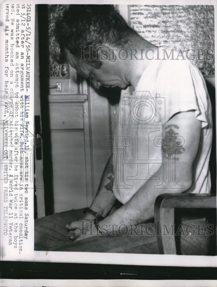 1956 Press Photo William Newsted after shooting his sons after a argument. - Historic Images