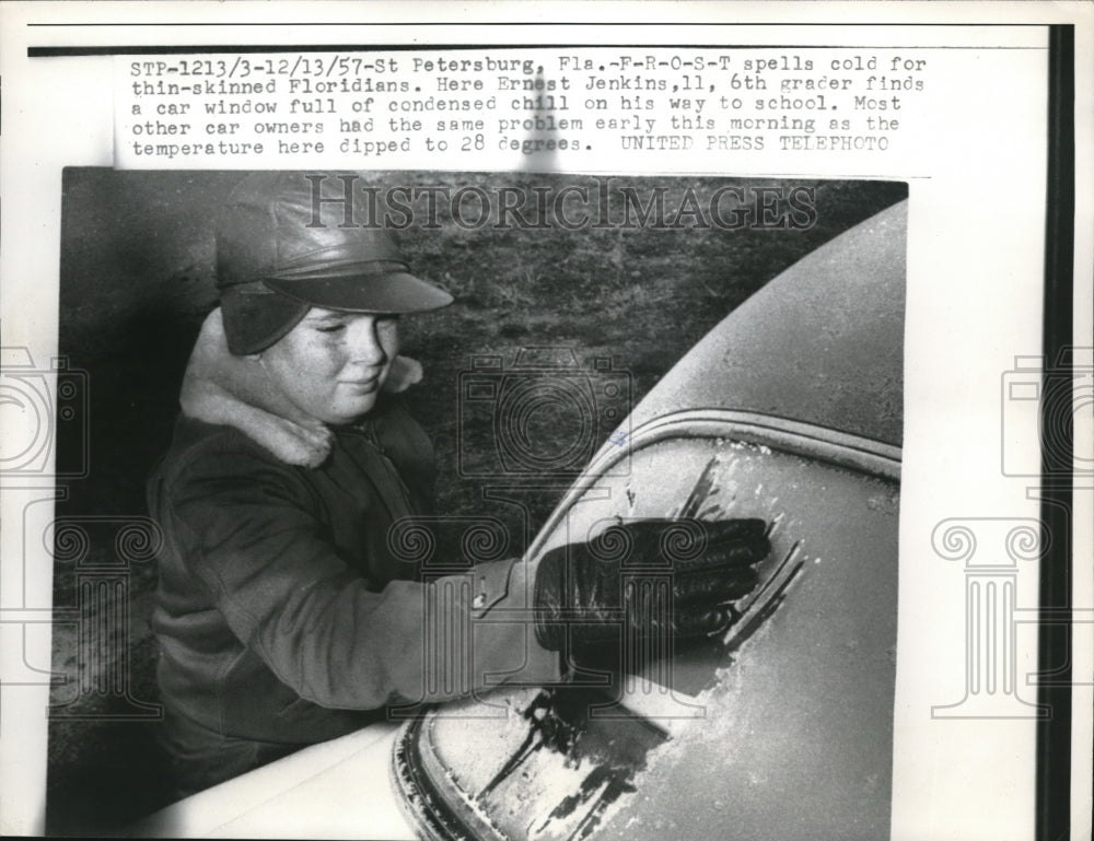 1957 Press Photo Ernest Jenkins Age 11 In Florida Hard Freeze - Historic Images