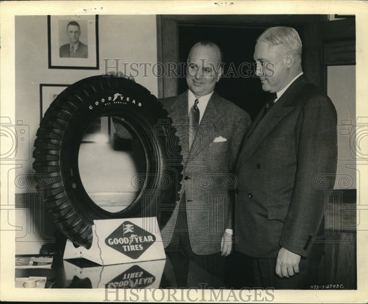 1943 EJ Thomas & Cliff Slusser VP of Goodyear Tire & Rubber Company - Historic Images
