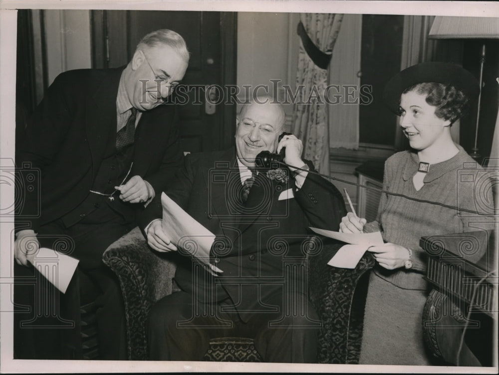 1936 Press Photo Gov. Henry Horner, secretary Miss Rose Lou Cox, Ross Woodhull - Historic Images
