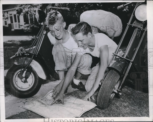 1947 Ernest Turner & Darch Booworth Carefully Check Over Route - Historic Images