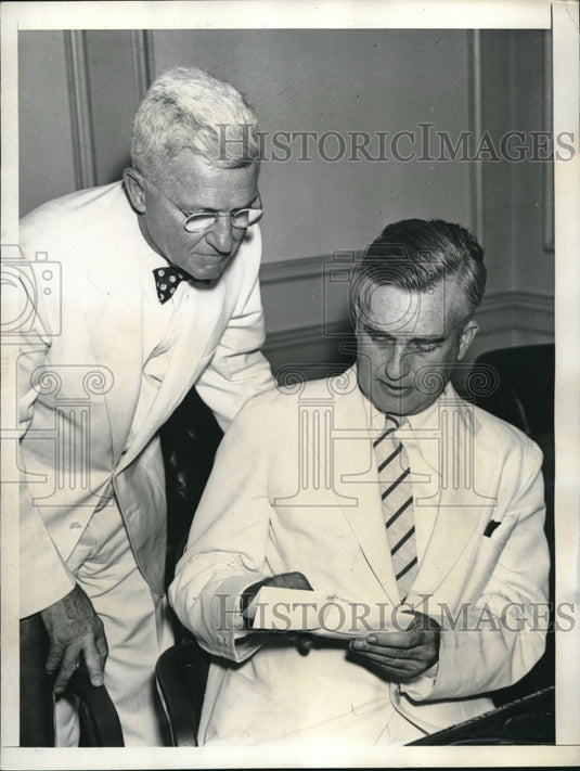 1938 Press Photo Rear Admiral Harold Stark Chief of Naval Operations & C Edison - Historic Images