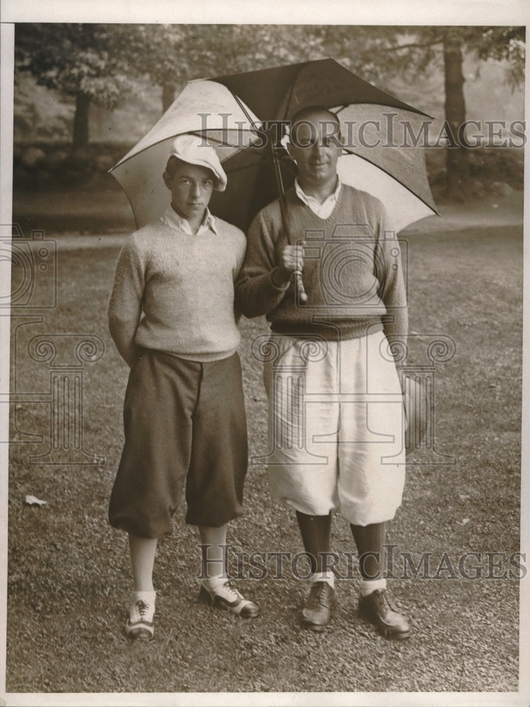 1932 Press Photo Raymond Townsend &amp; Son Alvin at Father and Son Golf Tourney - Historic Images