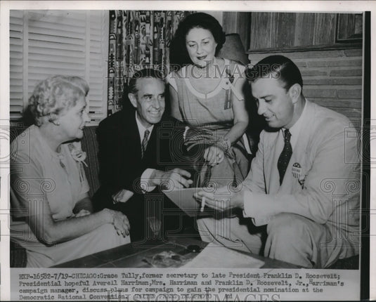Press Photo Grace tully Sec to Pres. roosevelt Averell Harriman - neb93484 - Historic Images