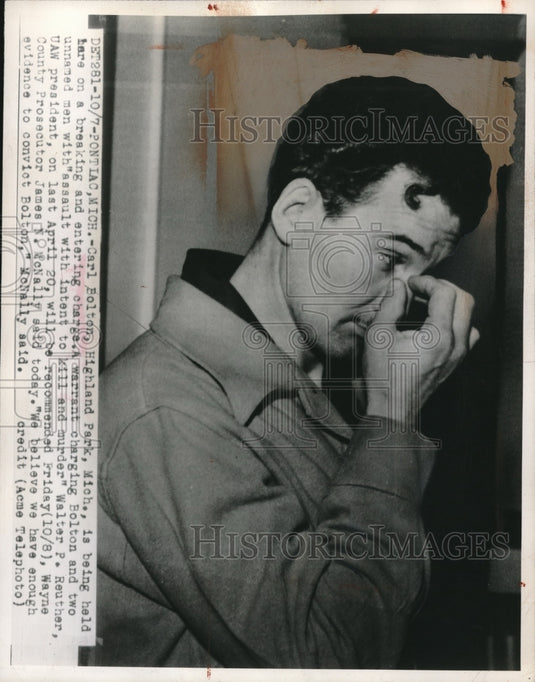 1948 Carl Bolton Charged with Breaking and Entering & Assault Intent - Historic Images