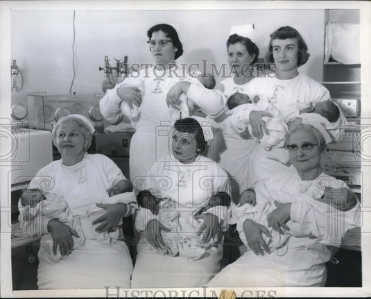 1958 Press Photo RNS with 5 sets of twins in Indianapolis, Ind, Crabb,Reed,-Historic Images