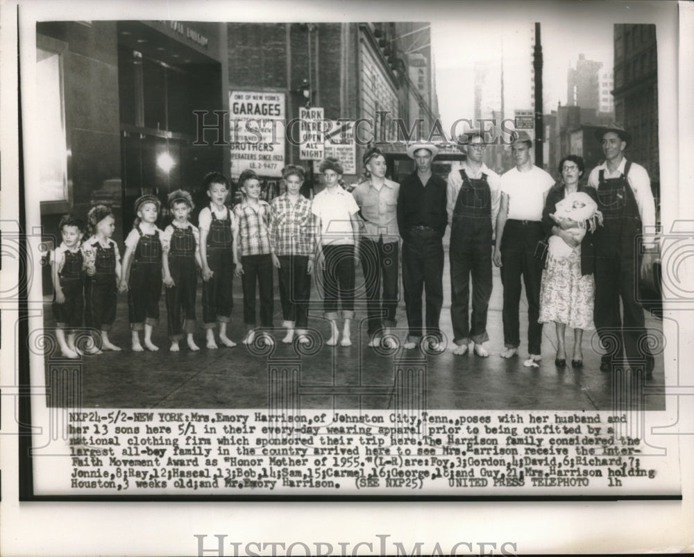 1955 Mr &amp; Mrs Emory Harrison &amp; 12 sons from Johnson City,Tenn - Historic Images