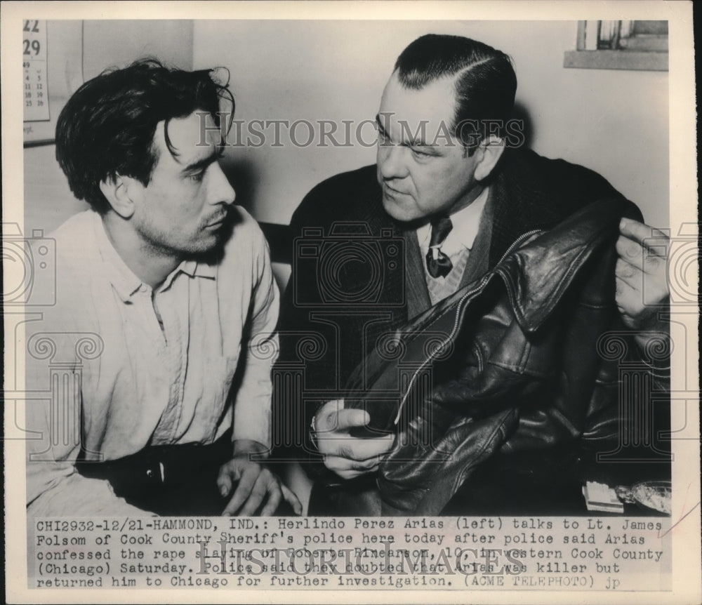 1948 Press Photo Hammond Indiana Herlindo Perez Arias Cook County Crime Suspect-Historic Images