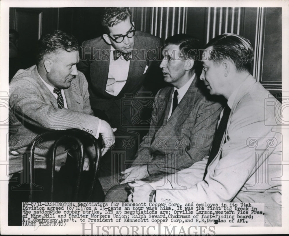 1951 Press Photo D.C. Kennecott Copper Corp negotiators, O Larson, R Seward, - Historic Images