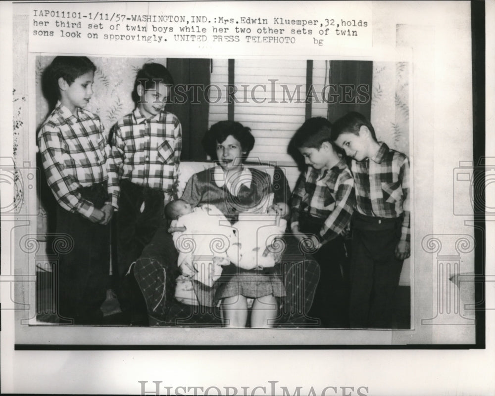 1957 Mrs. Edwin Kluemper and Twinboys - Historic Images