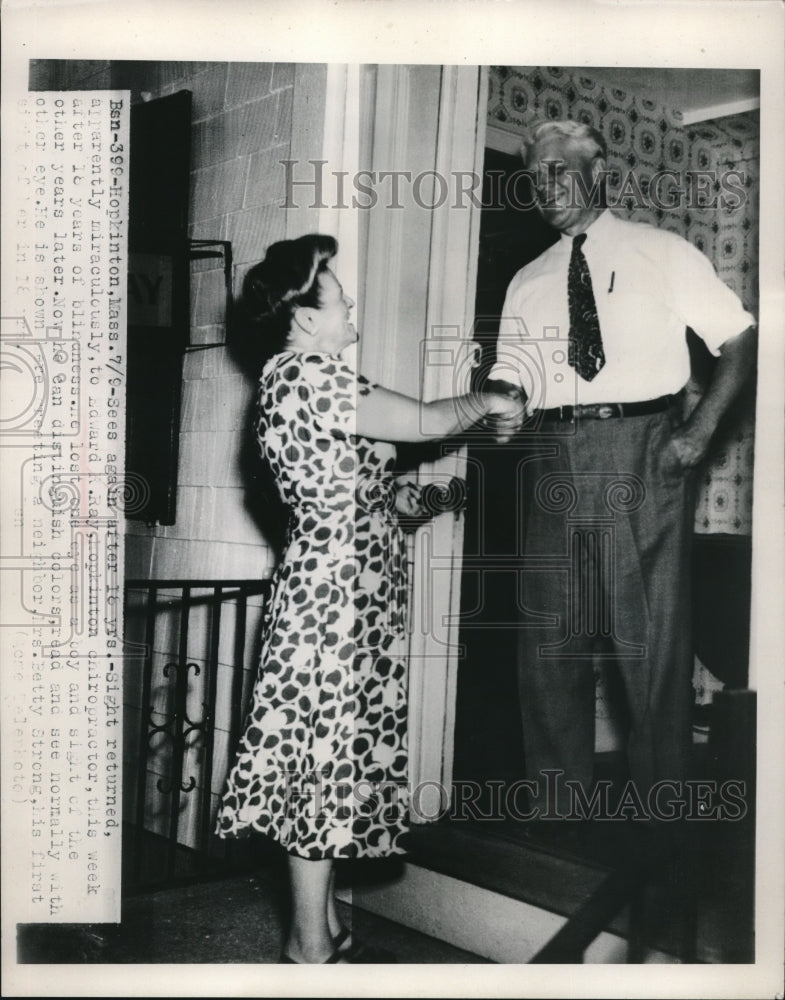 1949 Press Photo Ray Hopkinson Miraculously Regains Sight After 18 Years - Historic Images