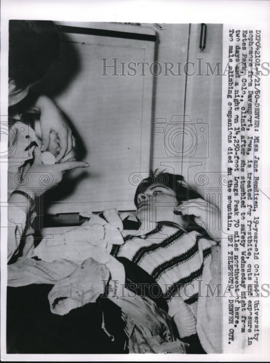 1960 Press Photo Jane Bendixen of Colorado Univ. Treated for Frostbite - Historic Images