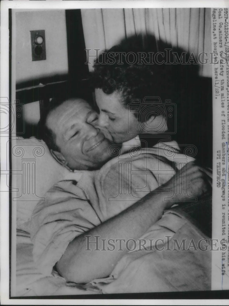 1959 Coal Miner United with Family After Flooded Chambers - Historic Images