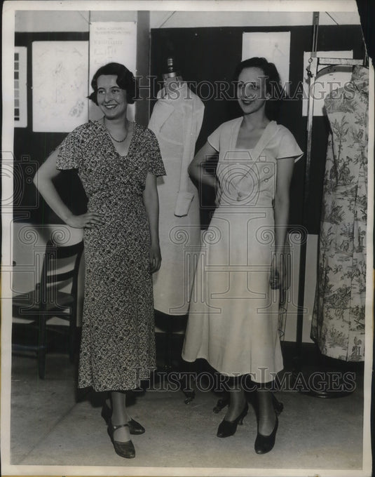1932 Press Photo Helena Van Leer & Dorothy Suppes students at Traphagen School - Historic Images