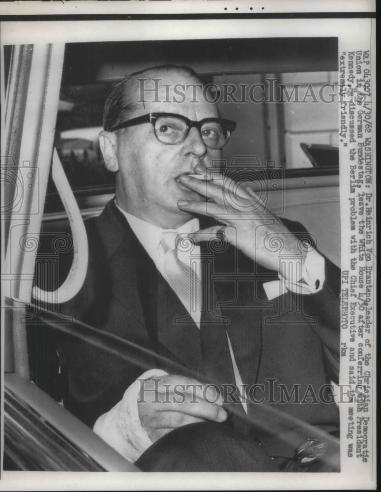 1962 Dr. Heinrich von Brantano leaves White House - Historic Images