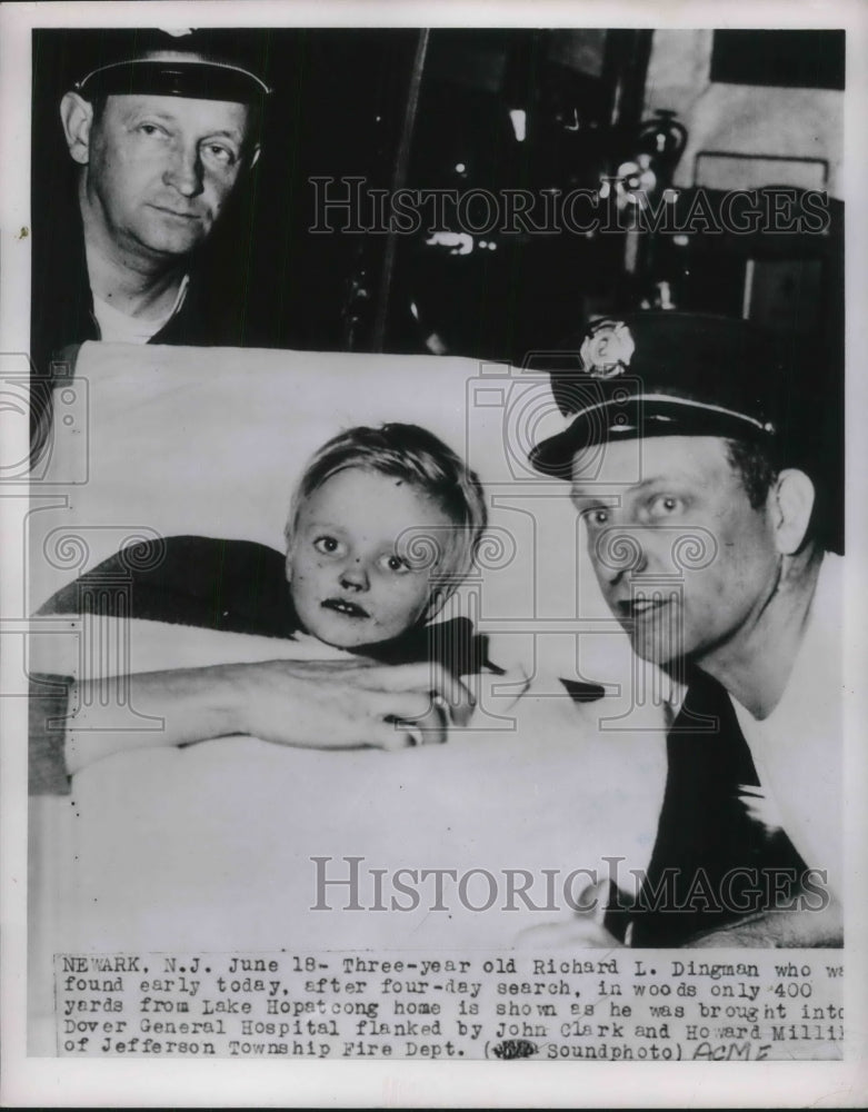 1951 Press Photo Newark, NJ Richard Dingman,age 3 found by search of woods - Historic Images