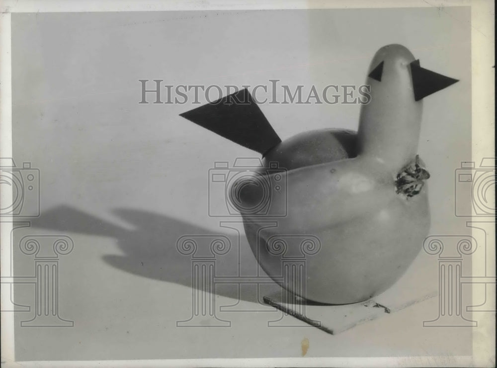 1945 Press Photo Melvin Meyer&#39;s Chick From a Tomato with Paper Beak &amp; Tail-Historic Images