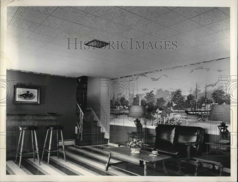 1962 Basemen rumpus room equipped w/ acoustical tile  - Historic Images