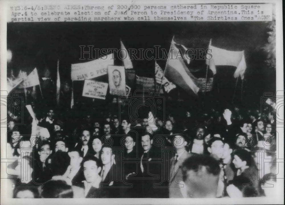 1948 Press Photo Buenos Aires, Argentina.Celebrants of Juan Peron presidency-Historic Images