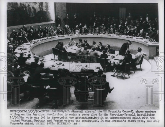 1956 Press Photo UN Security Counsel Votes On American Resolution - Historic Images