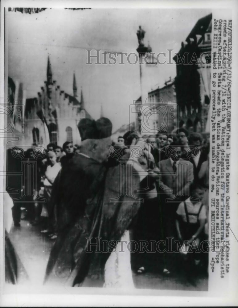 1960 Press Photo Gustavo Cardinap Testa Arriving at Vatican - Historic Images