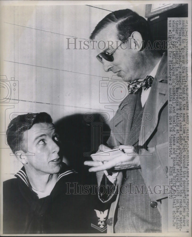 1948 Press Photo Navy deserter James LeRoy Telfer lived under fake name - Historic Images