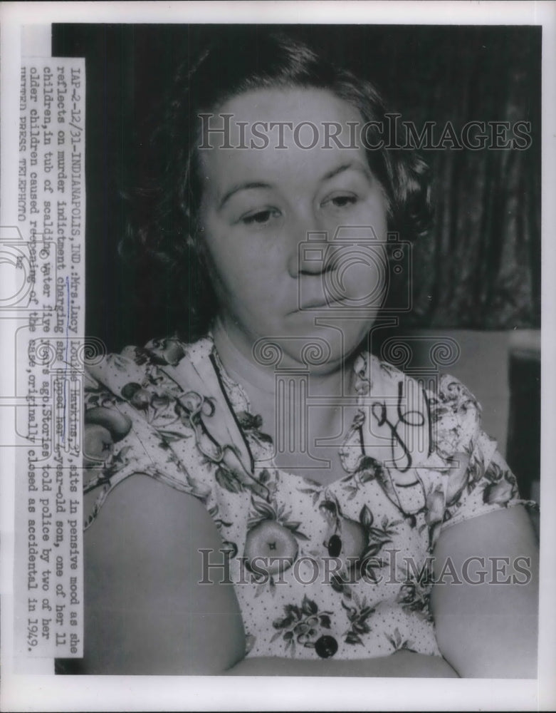 1955 Press Photo Woman shown after being charged with murder in Indianapolis IN - Historic Images