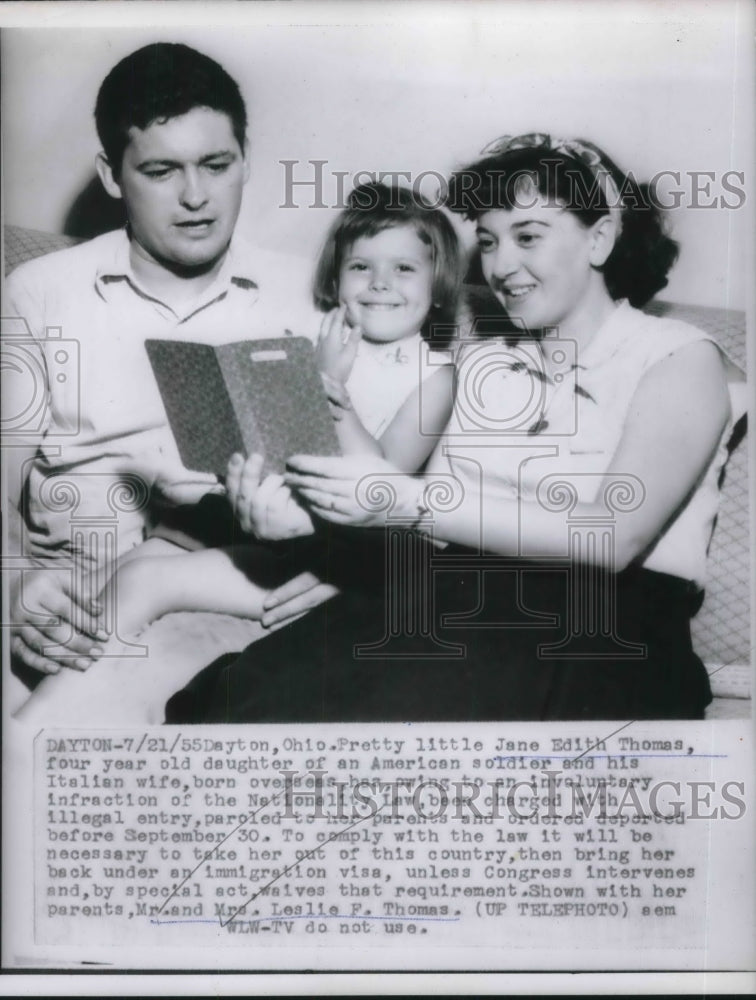 1955 Press Photo Family shown after finding out is that daughter may be deported - Historic Images