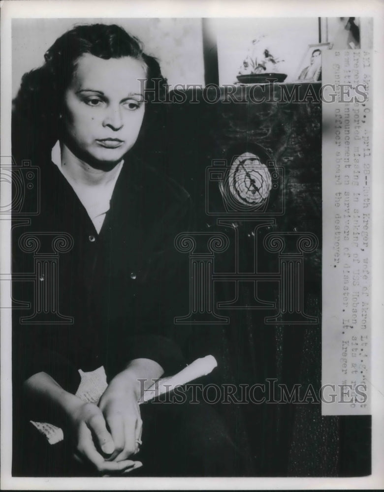 1932 Woman shown awaiting news on her missing husband aboard ship - Historic Images