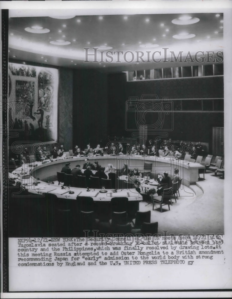 1955 Press Photo View of the Security Council of the UN meeting in New York - Historic Images