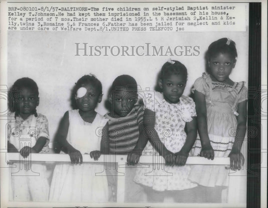 1957 Press Photo Five Children Of Baptist Minister Kelley Johnson - neb95926 - Historic Images