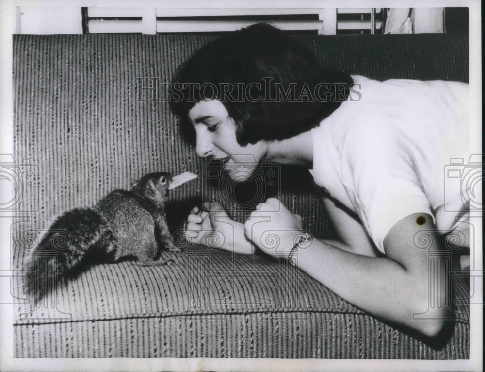 1955 Barbara Acker Greenville South Carolina With Pet Squirrel - Historic Images