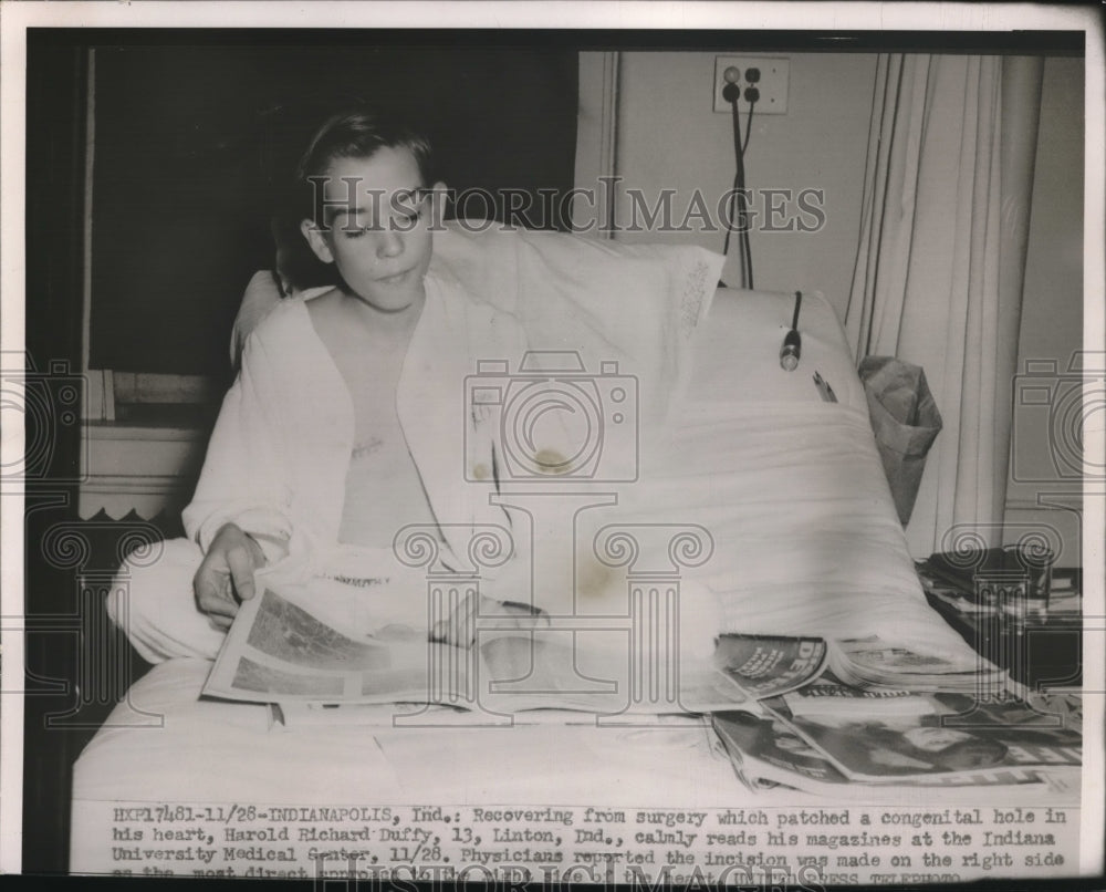 1952 Teen recovering from open heart surgery at Indiana University - Historic Images