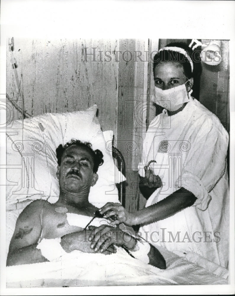 1967 Press Photo Nurse Attending to DS Brough Doctors Removed Nail from Heart - Historic Images