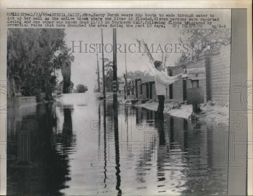 1965 Artesia, Calif, flooding from torrential rains - Historic Images