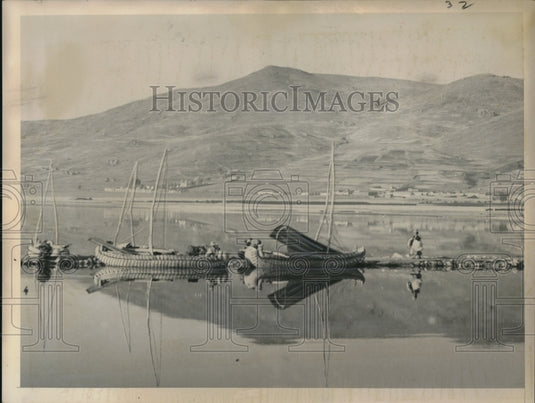 1955 Press Photo Boats On Lake Titicaca In Bolivia-Historic Images