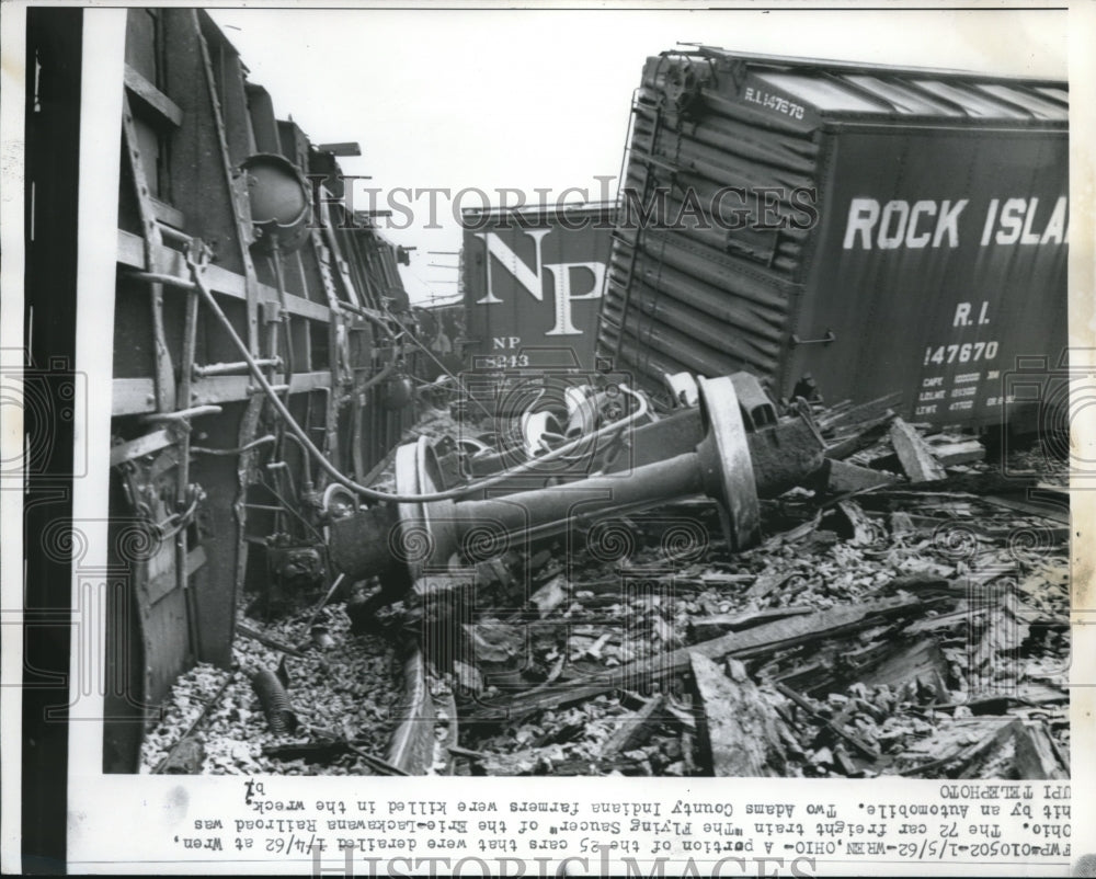 1962 Cars that Were Derailed in Trail Crash in Ohio - Historic Images