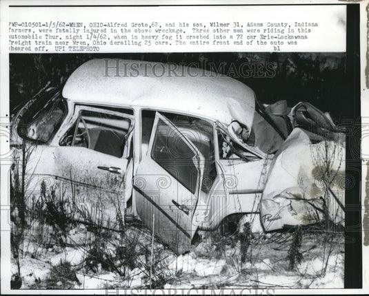 1962 Press Photo Alfred Grote and his son, Wilmer, were killed in the wreckage - Historic Images