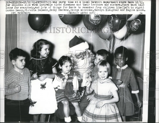 1961 Press Photo Sick Children Visit Santa, G. Renny, V. Balaski, K. Raevens-Historic Images