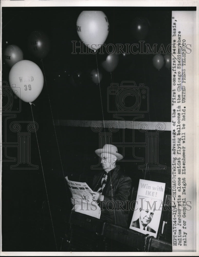 1952 Press Photo Chicago, Julius Jordan at Stadium for Eisenhower rally - Historic Images