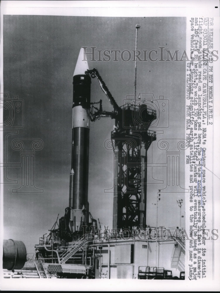 1962 Press Photo Centaur space launch prepped at Cape Canaveral, Fla. - Historic Images