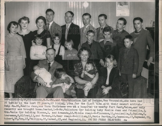 1955 Mr. and Mrs. helodore Cyr and children  - Historic Images